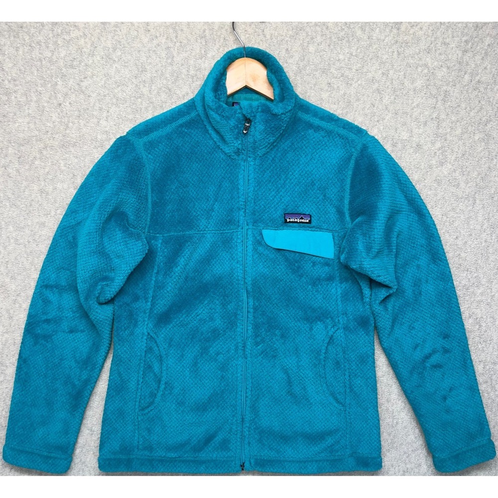 Patagonia Womens‎ Re-Tool Full Zip Jacket Teal Blue High Pile Fleece Pockets M